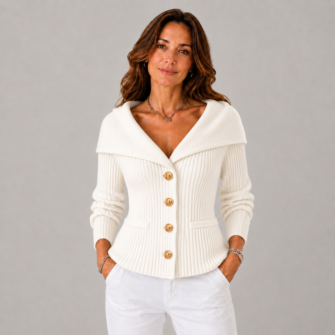 Joana | Off Shoulder Ribbed Knit Cardigan