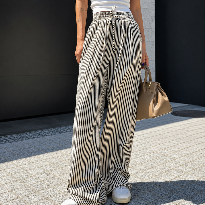 Chloe | Striped High-Waisted Loose Trousers
