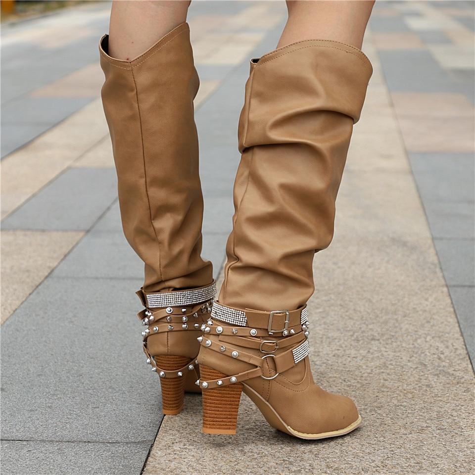 Daisy | Knee High Leather Block Heel Boots