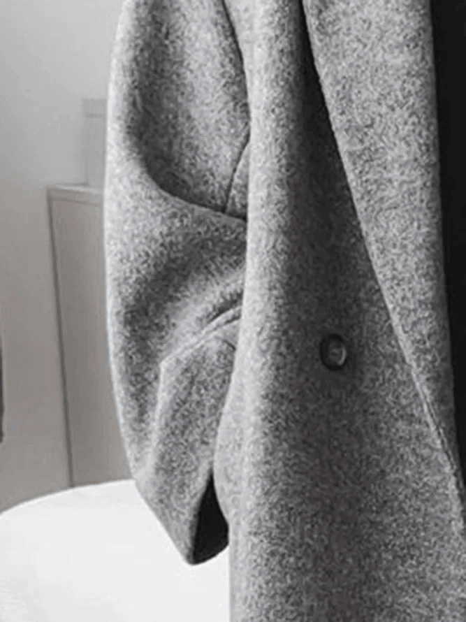 Sara | Oversized Wool-Blend Double-Breasted Long Trench Coat