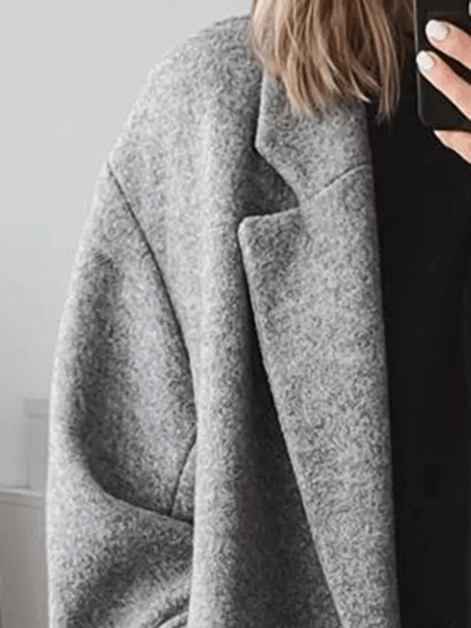 Sara | Oversized Wool-Blend Double-Breasted Long Trench Coat
