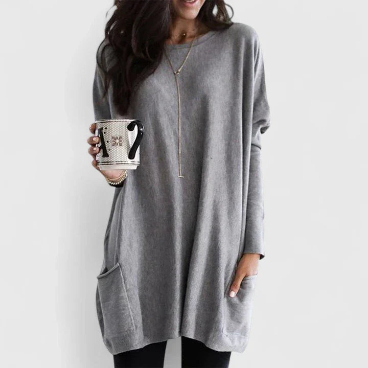 Katherine | Functional Pockets Tunic Length Sweater