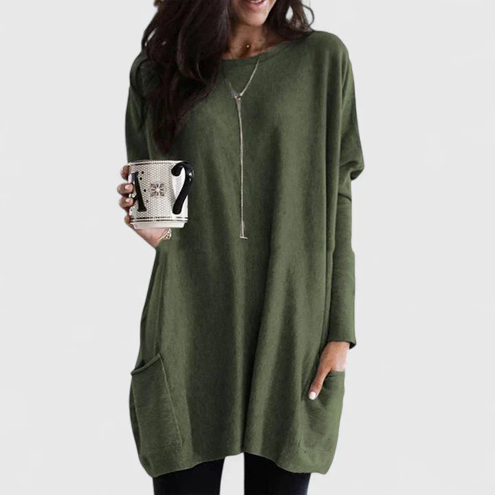 Katherine | Functional Pockets Tunic Length Sweater