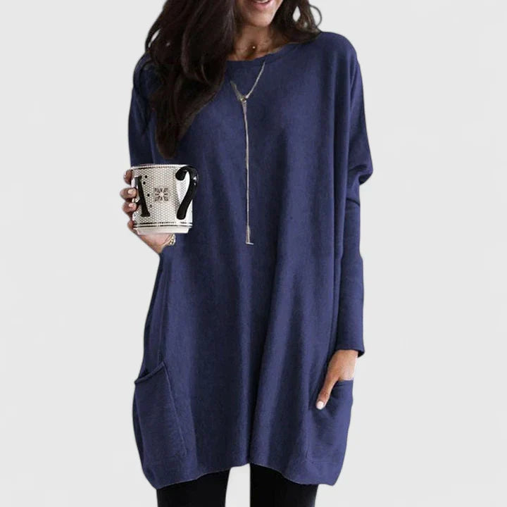 Katherine | Functional Pockets Tunic Length Sweater