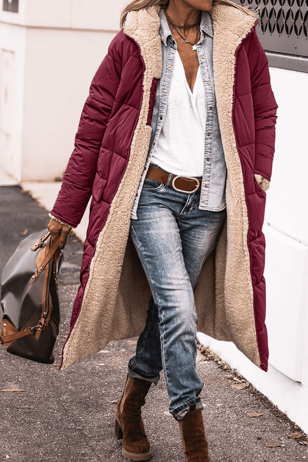 Jenny | Winter Reversible Sherpa Longline Puffer Jacket