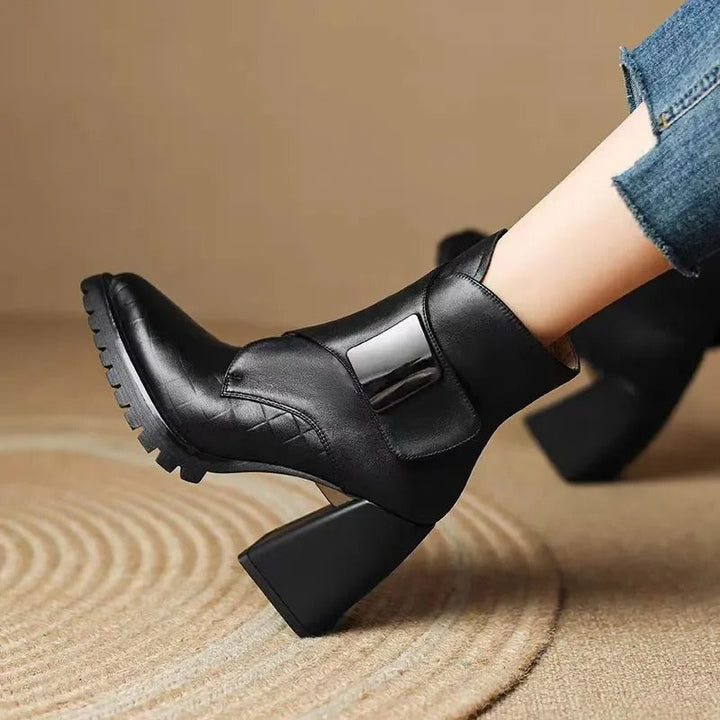Marcella | Buckle Detail Leather Waterproof Ankle Boots