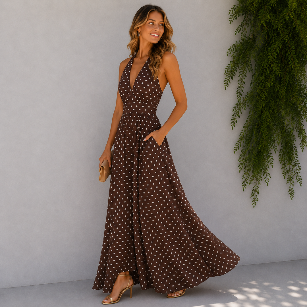Kelly | Sleeveless Boho Printed V-Neck Maxi Dress