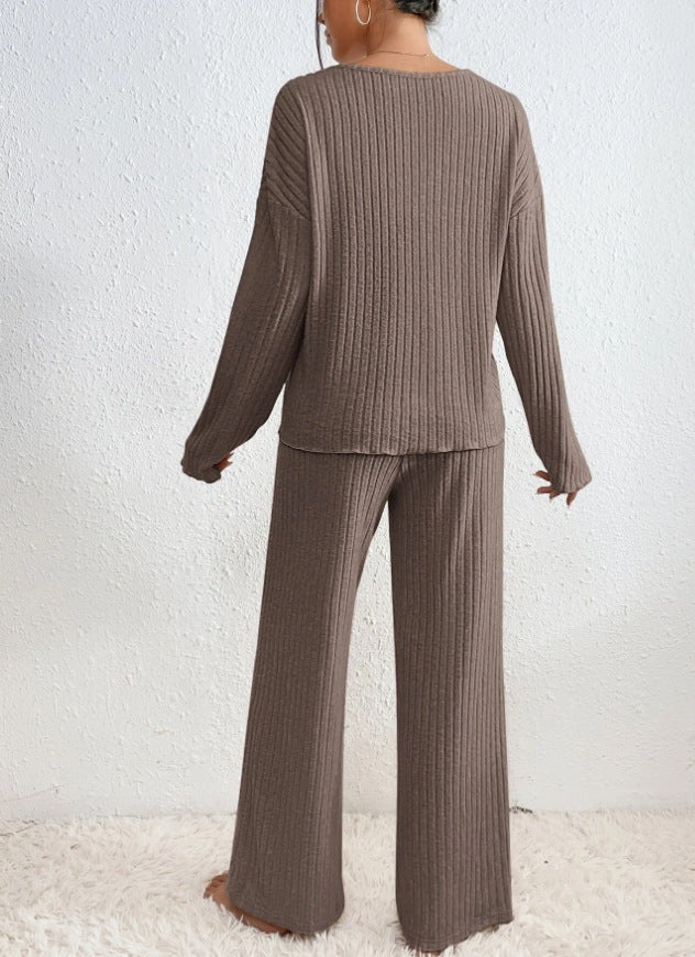 Suncrest | Ribbed Knit Two-Piece Sweater &amp; Trousers