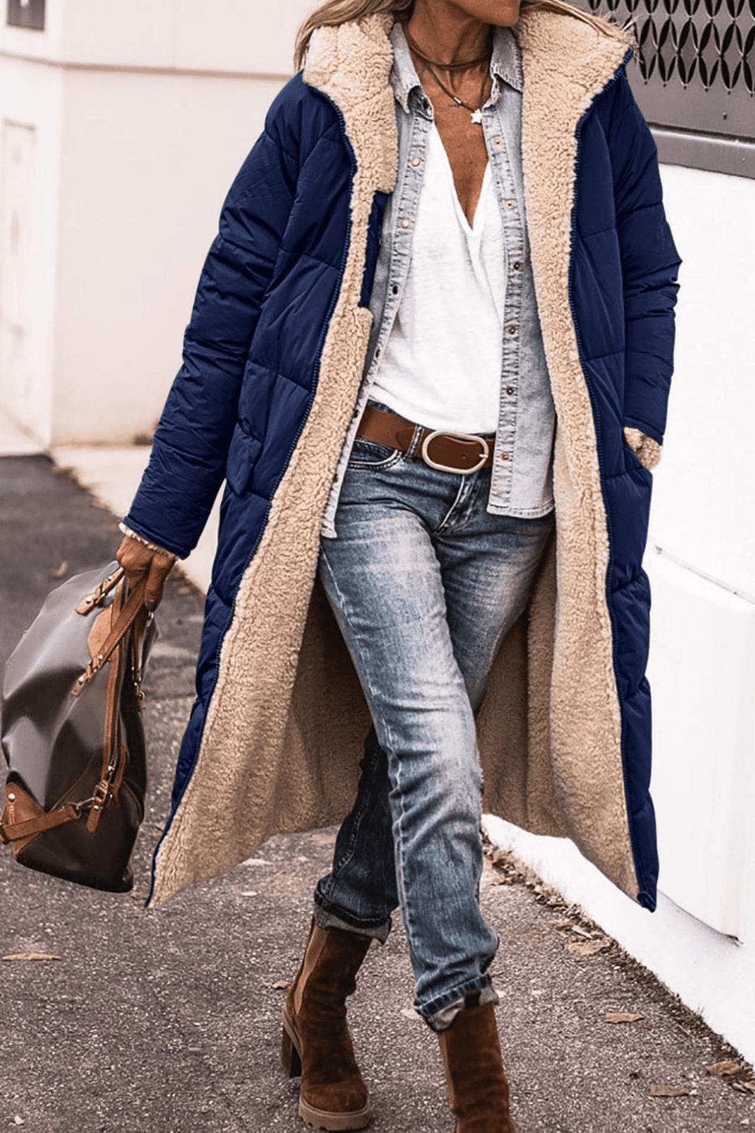 Jenny | Winter Reversible Sherpa Longline Puffer Jacket