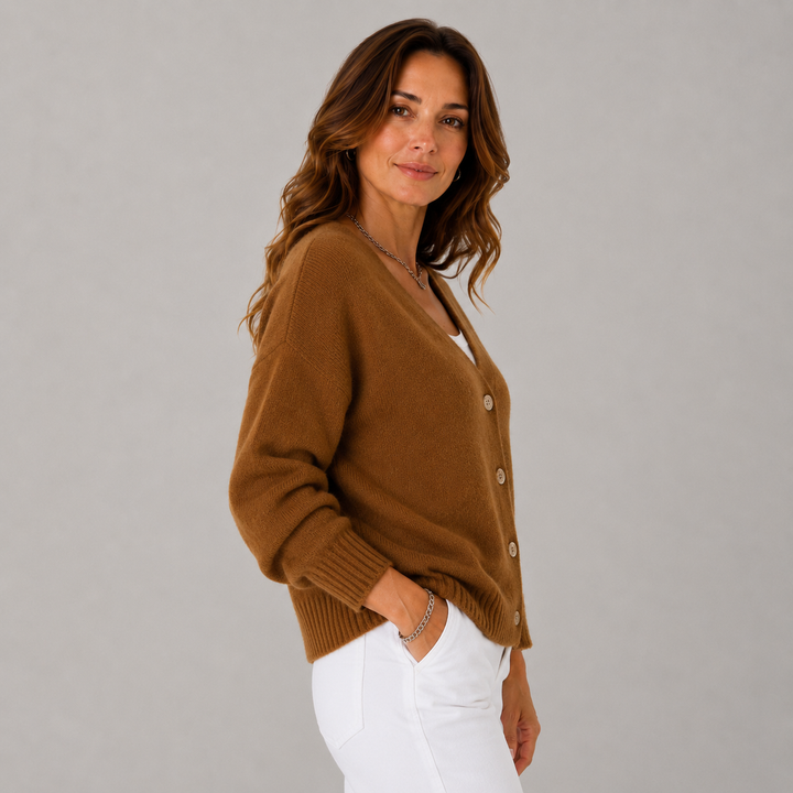 Elsie | V-Neckline Wrap Button-Up Knit Cardigan