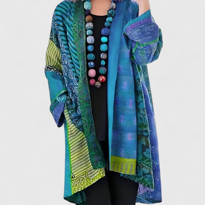 Jenny | Patchwork Longline Kimono Knit Cardigan
