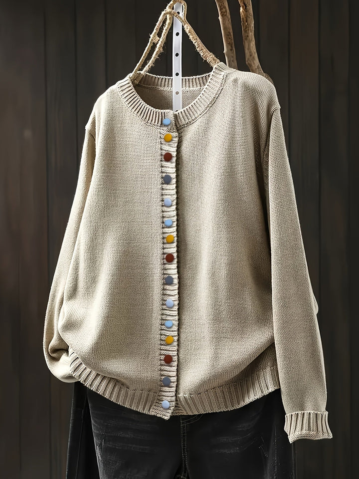 Sharon | Winter Colorful Button Knit Cardigan