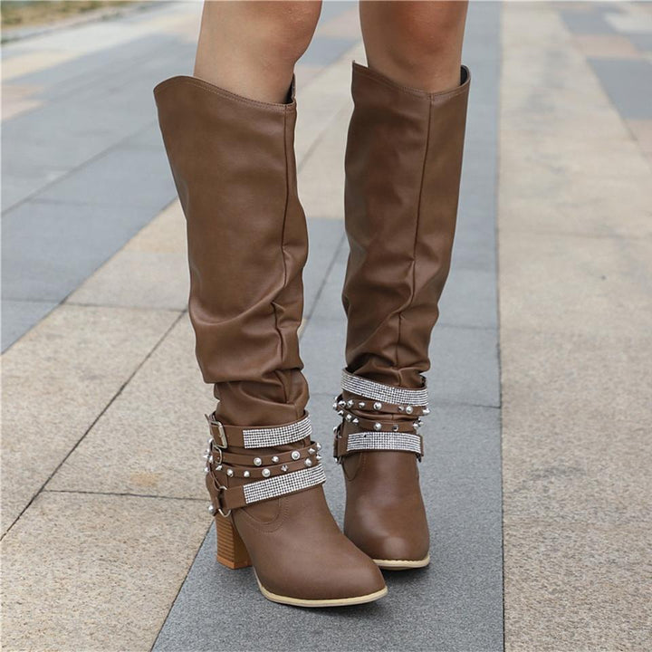 Daisy | Knee High Leather Block Heel Boots