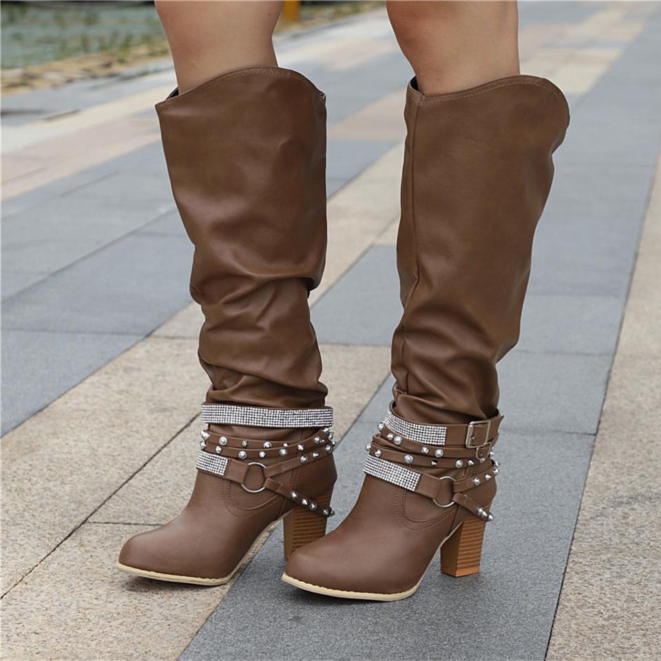 Daisy | Knee High Leather Block Heel Boots