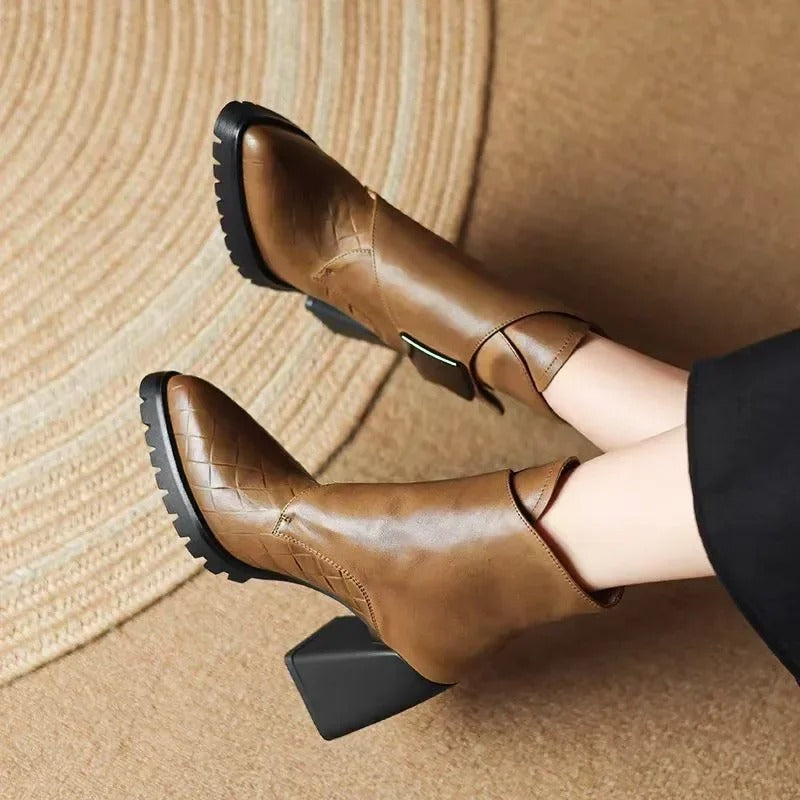 Marcella | Buckle Detail Leather Waterproof Ankle Boots