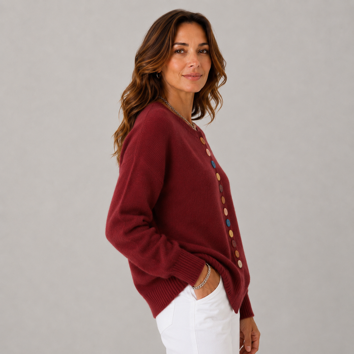 Vicky | Button Detail Crew Neck Cardigan