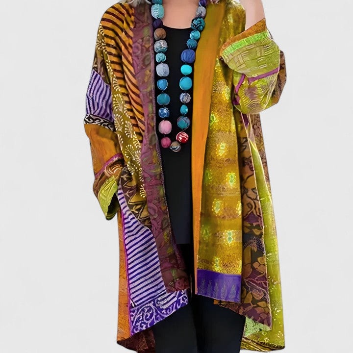 Jenny | Patchwork Longline Kimono Knit Cardigan