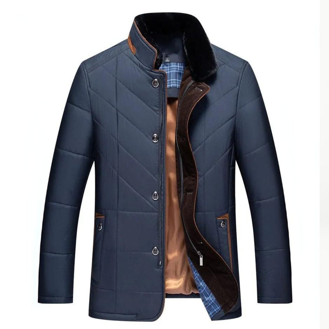 Miguel | Winter Quilted Panel Construction Button Front Closure Jacket