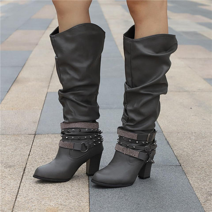 Daisy | Knee High Leather Block Heel Boots