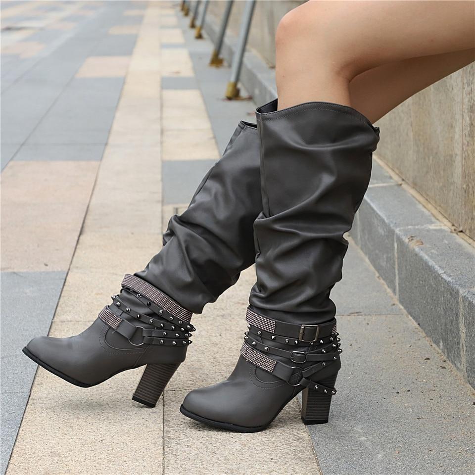 Daisy | Knee High Leather Block Heel Boots