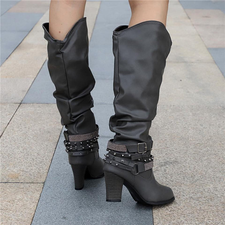Daisy | Knee High Leather Block Heel Boots