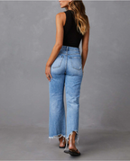 Aya Distressed Wide Jeans