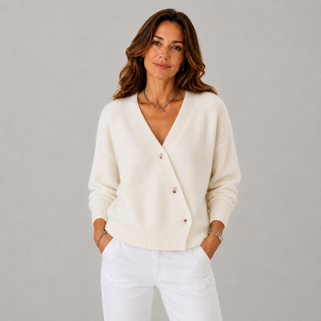Elsie | V-Neckline Wrap Button-Up Knit Cardigan