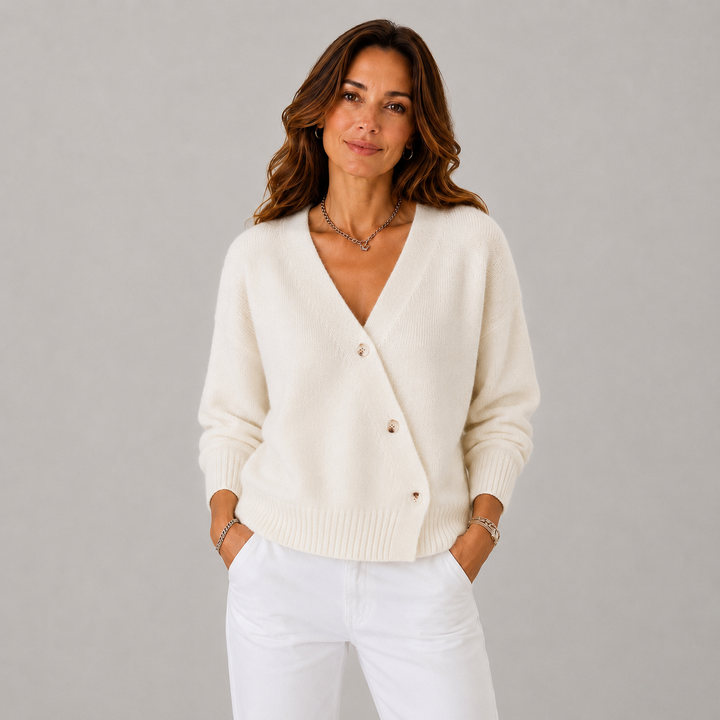 Elsie | V-Neckline Wrap Button-Up Knit Cardigan