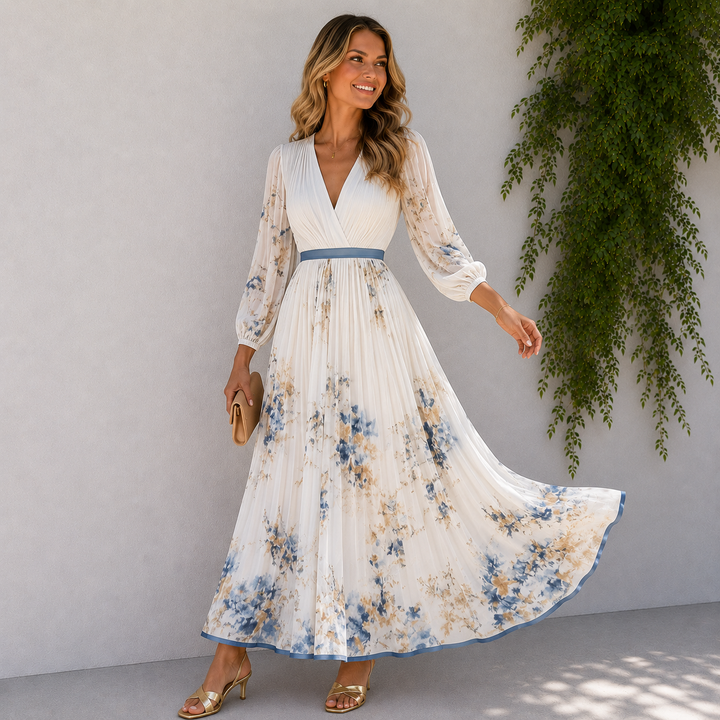 Eva | Elegant Pleated Maxi Dress