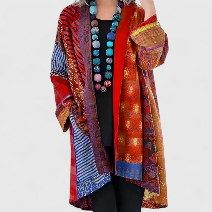Jenny | Patchwork Longline Kimono Knit Cardigan