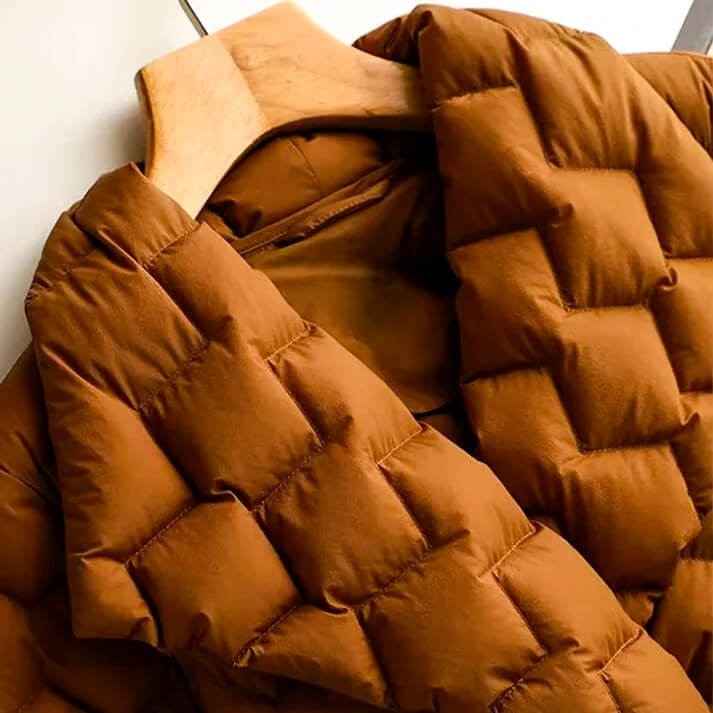 Carmel | Warm Belted Quilted Down Coat with Shawl Collar