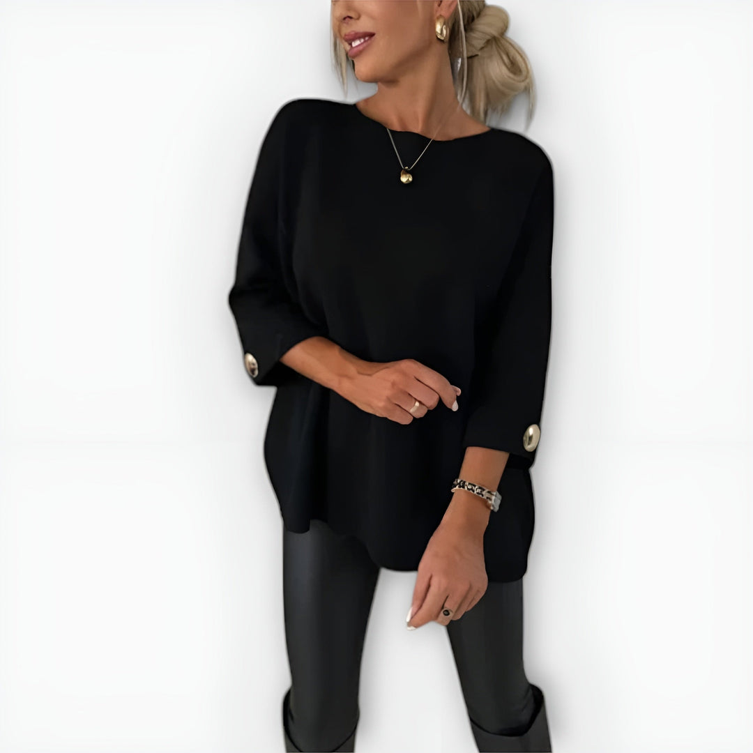 Sonora | Crew Neck Loose Straight Fit Wide Three-Quarter Sleeve Sweater