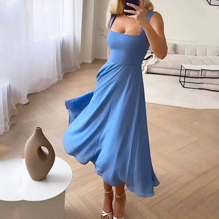 Wedding Guest Dress for Women | Elegant Square-Neck Midi