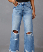 Aya Distressed Wide Jeans