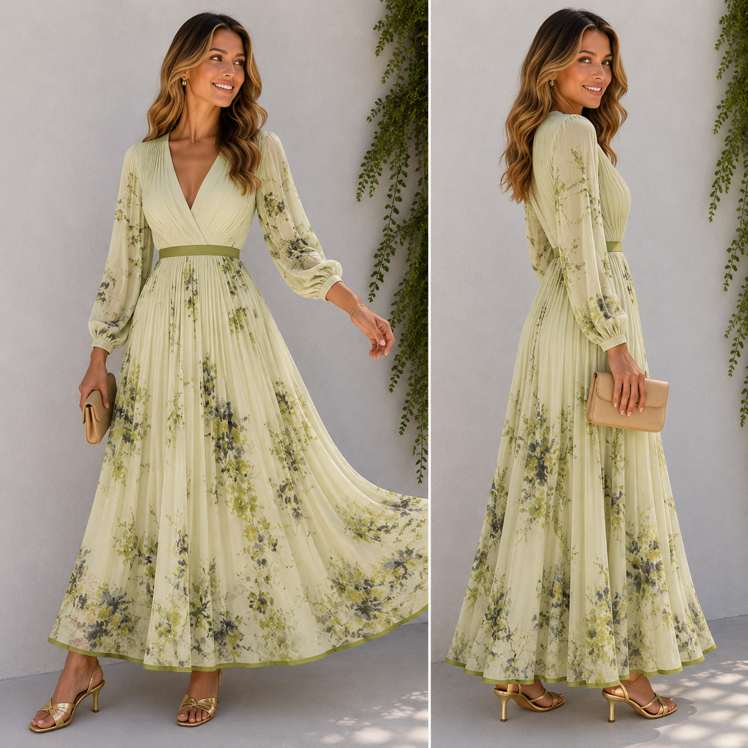 Eva | Elegant Pleated Maxi Dress