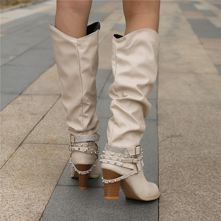 Daisy | Knee High Leather Block Heel Boots