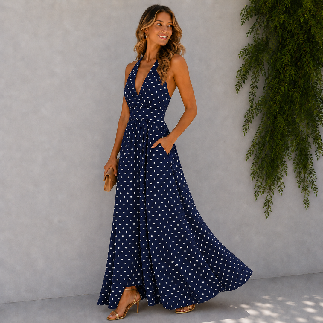 Kelly | Sleeveless Boho Printed V-Neck Maxi Dress