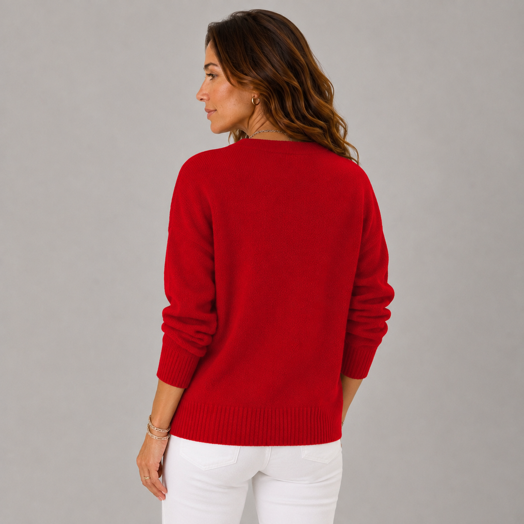 Cindy | Cosy V- Neck Heart Button Knit Cardigan