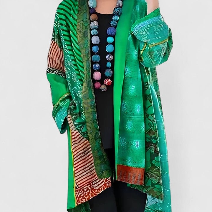 Jenny | Patchwork Longline Kimono Knit Cardigan