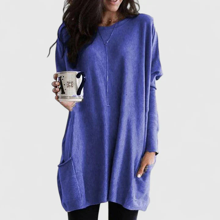 Katherine | Functional Pockets Tunic Length Sweater