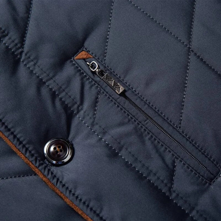 Miguel | Winter Quilted Panel Construction Button Front Closure Jacket