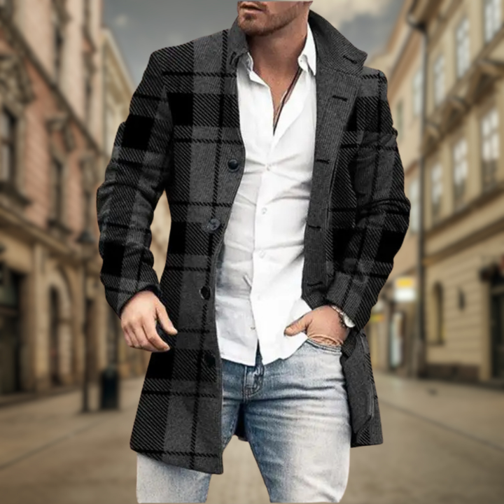 Leo | Winter Button Front Closure Notched Lapel Collar Coat