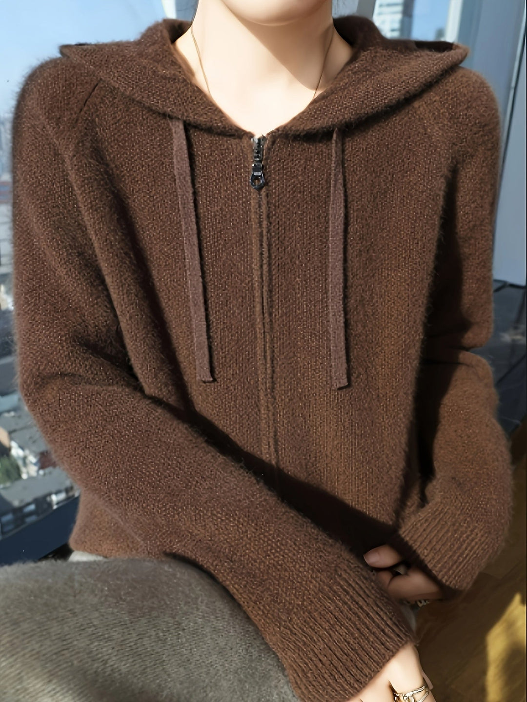 Linda | Ultra-Soft Blend Oversized Hooded Zip-Up Cardigan