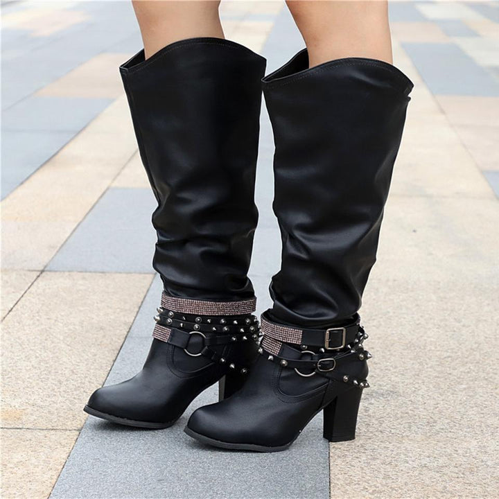Daisy | Knee High Leather Block Heel Boots