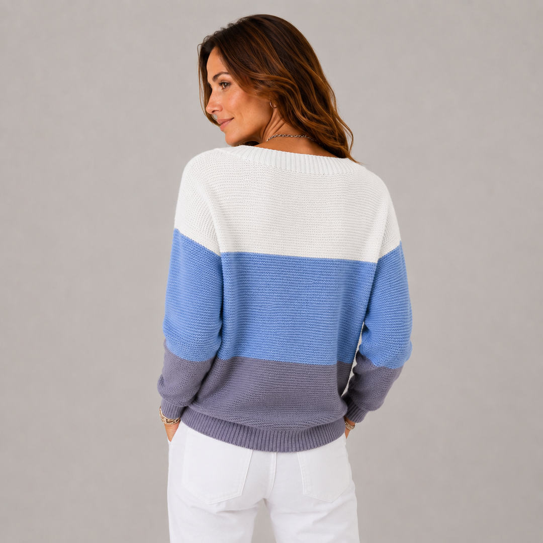 Linda | Color Block Knit Winter Sweater
