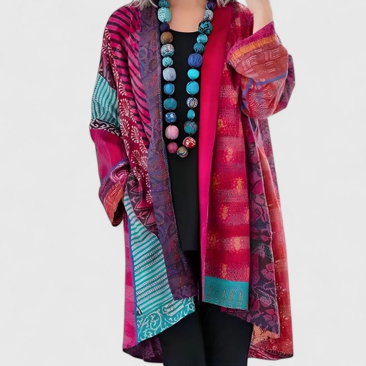 Jenny | Patchwork Longline Kimono Knit Cardigan