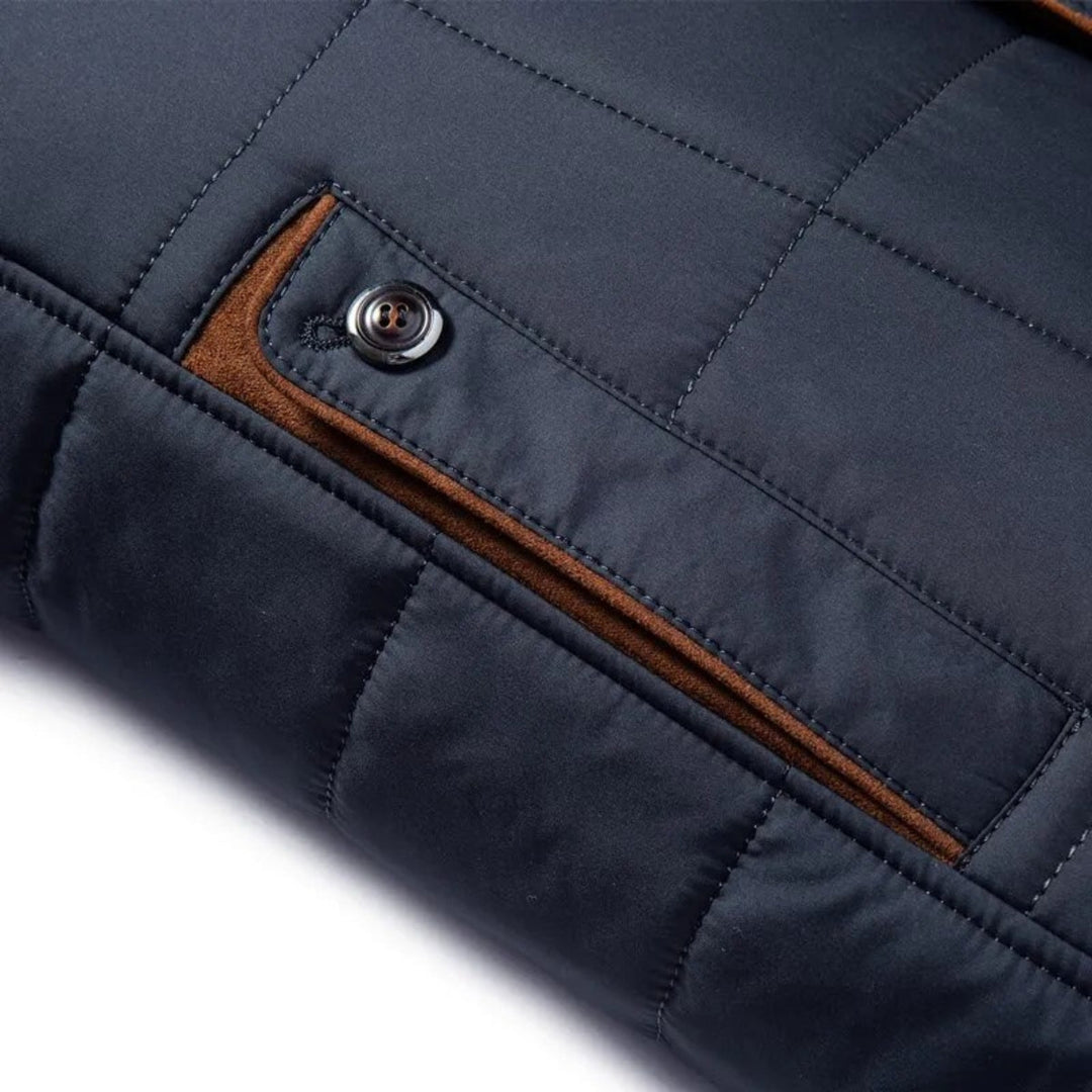 Miguel | Winter Quilted Panel Construction Button Front Closure Jacket