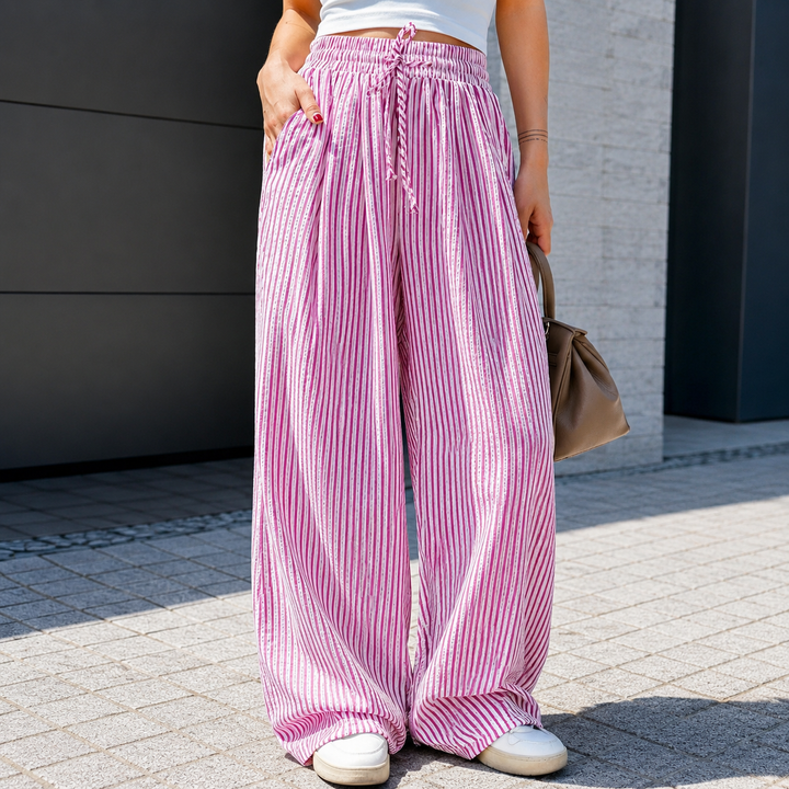 Chloe | Striped High-Waisted Loose Trousers