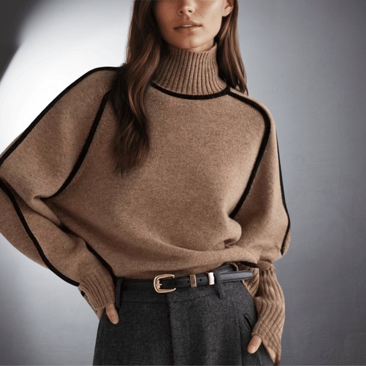 Tina | Relaxed-Fit Lantern-Sleeve Knit Turtleneck Sweater