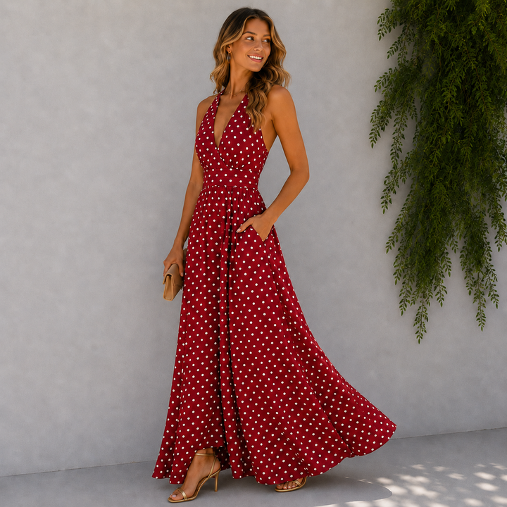 Kelly | Sleeveless Boho Printed V-Neck Maxi Dress